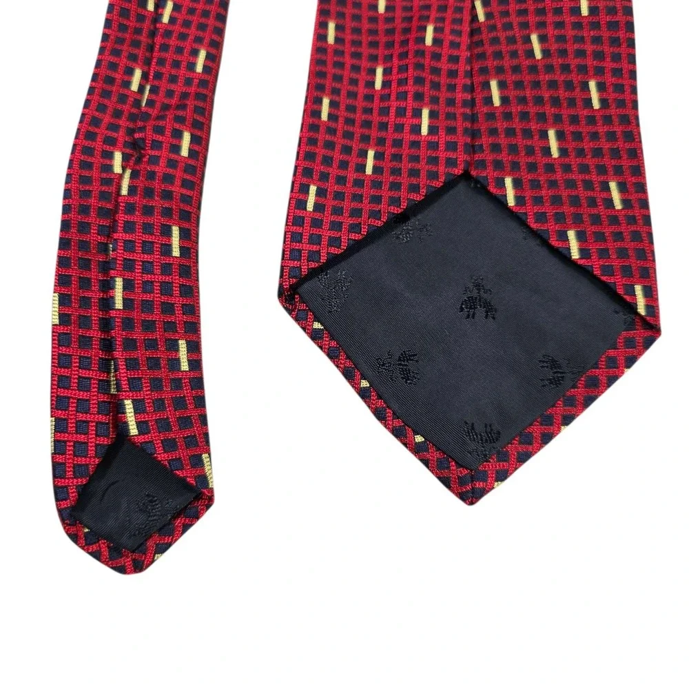 Brooks Brothers Silk Tie Red Grid‎ Pattern Luxury Men's Necktie Business Suit